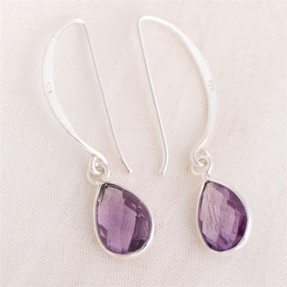Pear Drop Amethyst Earrings - Picture 1 of 1